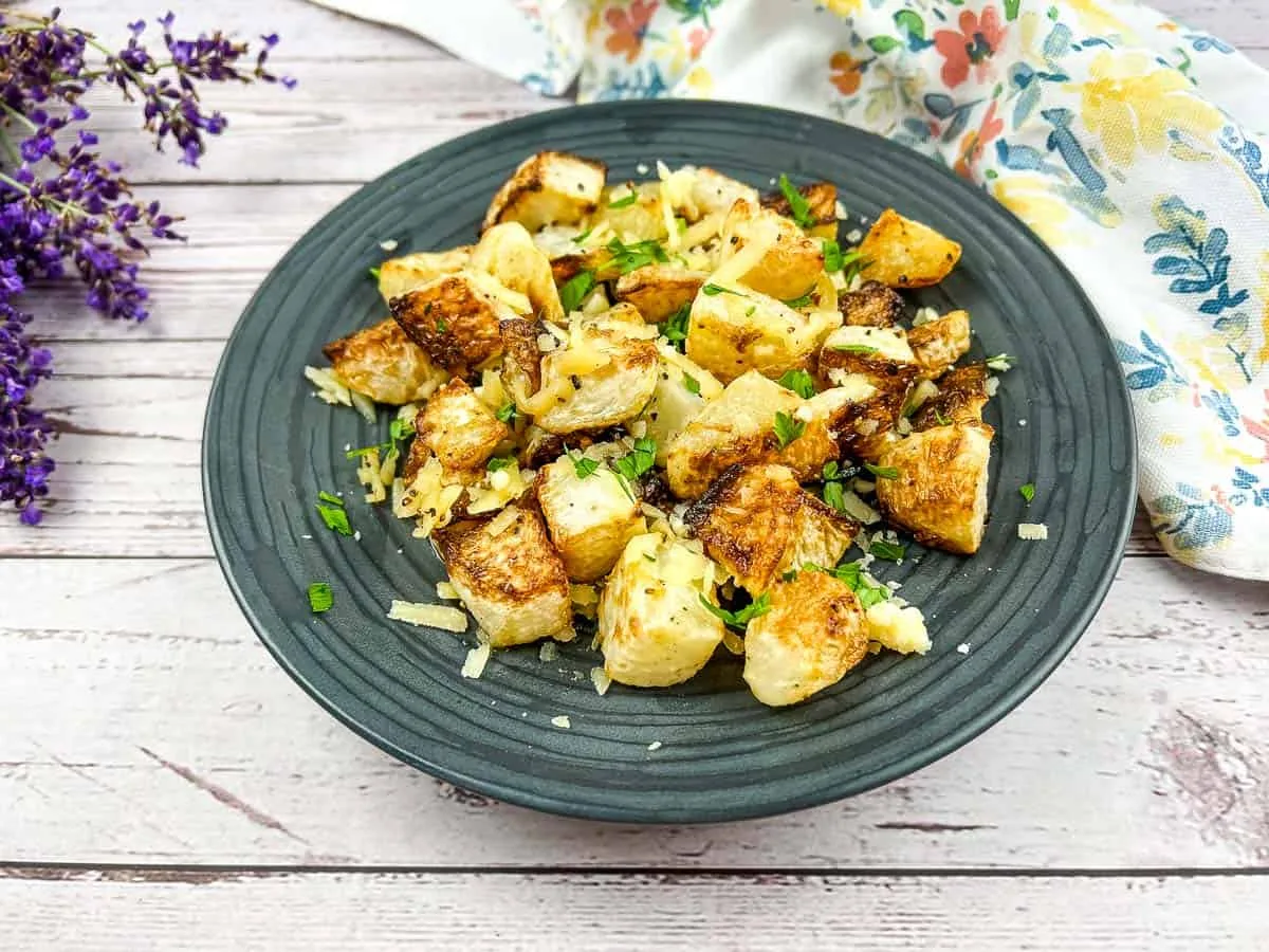 Roasted Kohlrabi with Parmesan