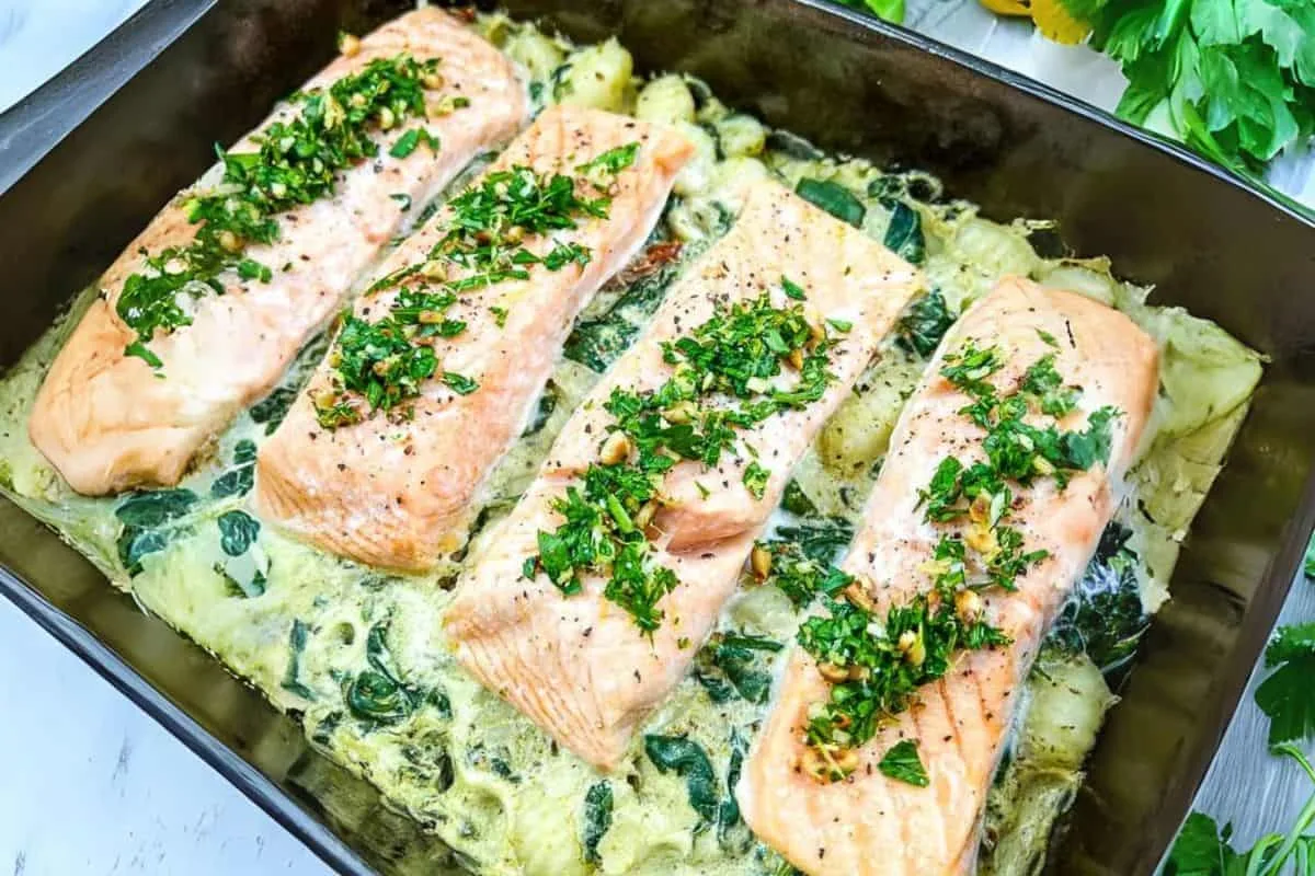 Salmon Gnocchi Bake with Gremolata