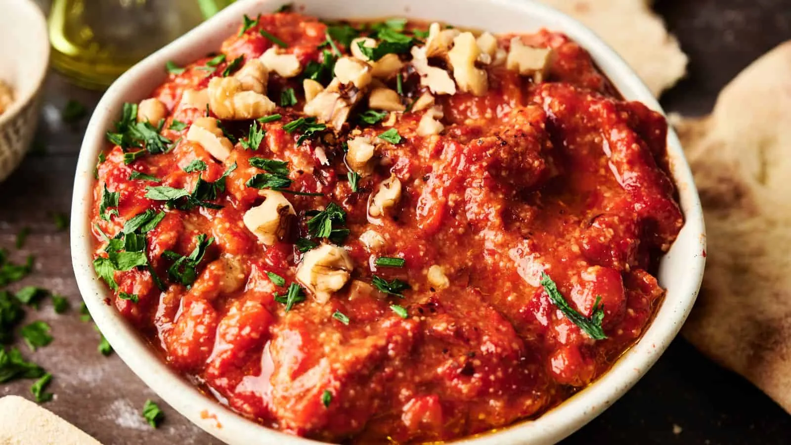Muhammara with Pita Bread
