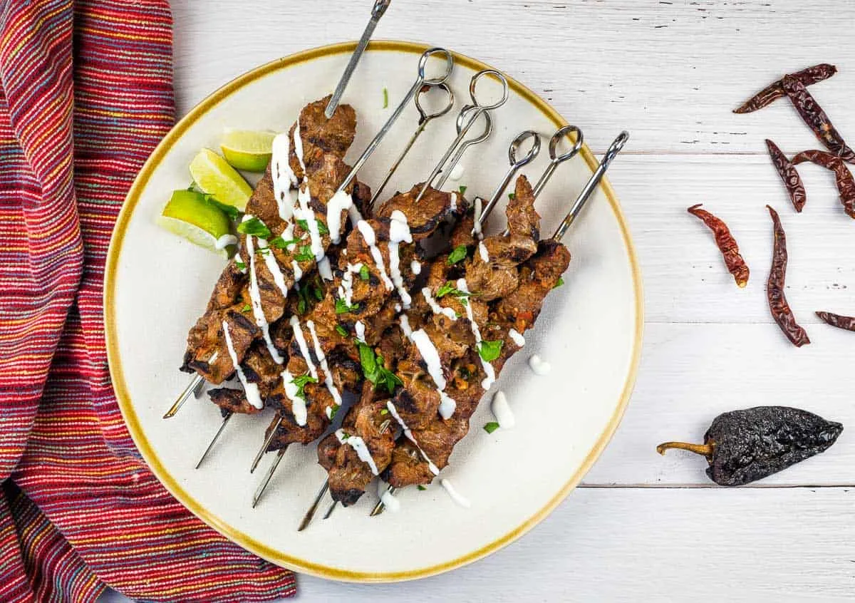 Grilled Steak Skewers with Mojo Rojo