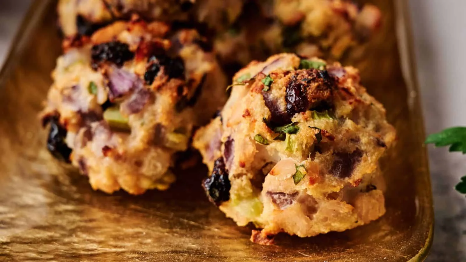 Savory Cranberry  and Turkey Stuffing Balls