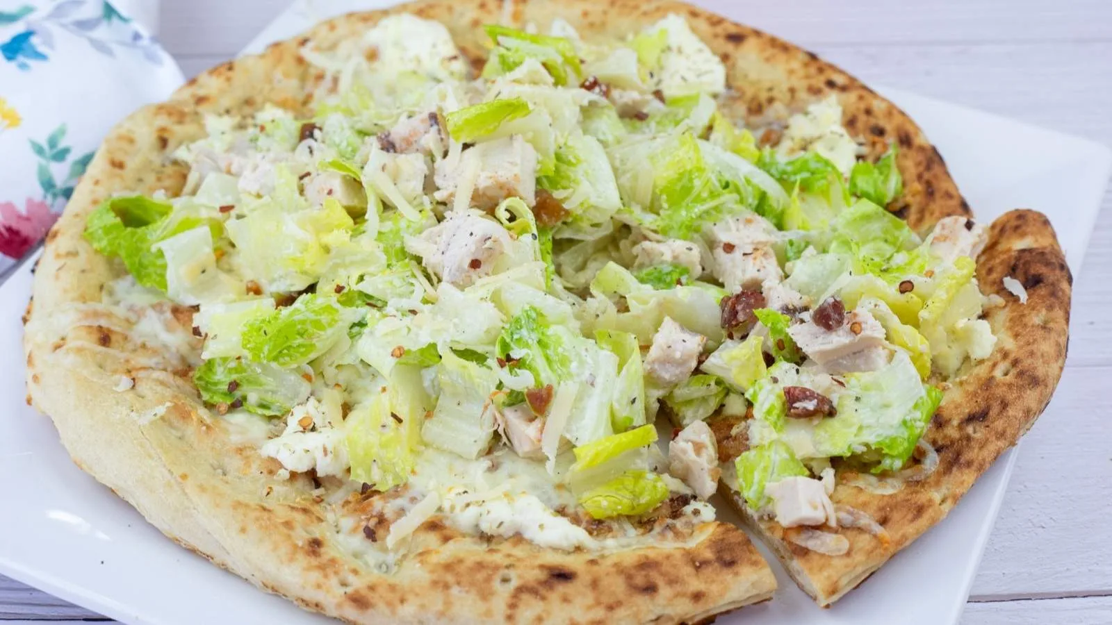 Easy Chicken Caesar Salad Pizza Recipe Using Rotisserie Chicken