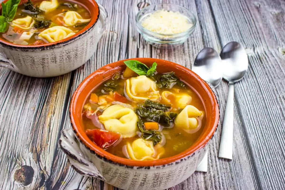 Tortellini Soup with Kale & Chicken