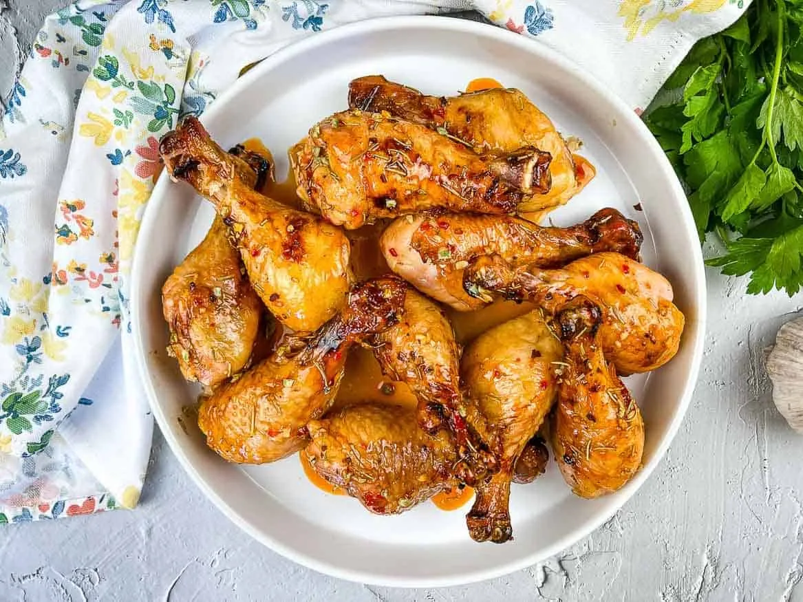 Smoked Chicken Legs with Red Pepper Glaze