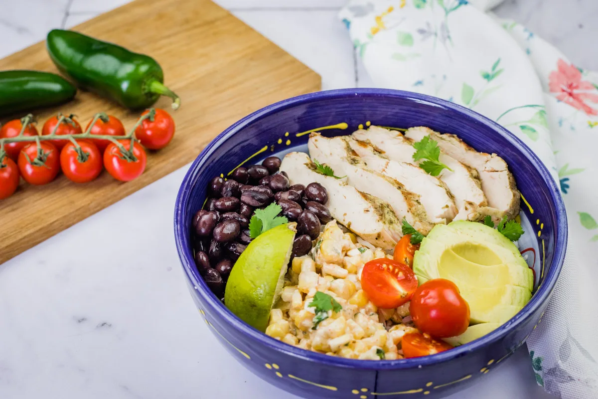 Street Corn Chicken Rice Bowl