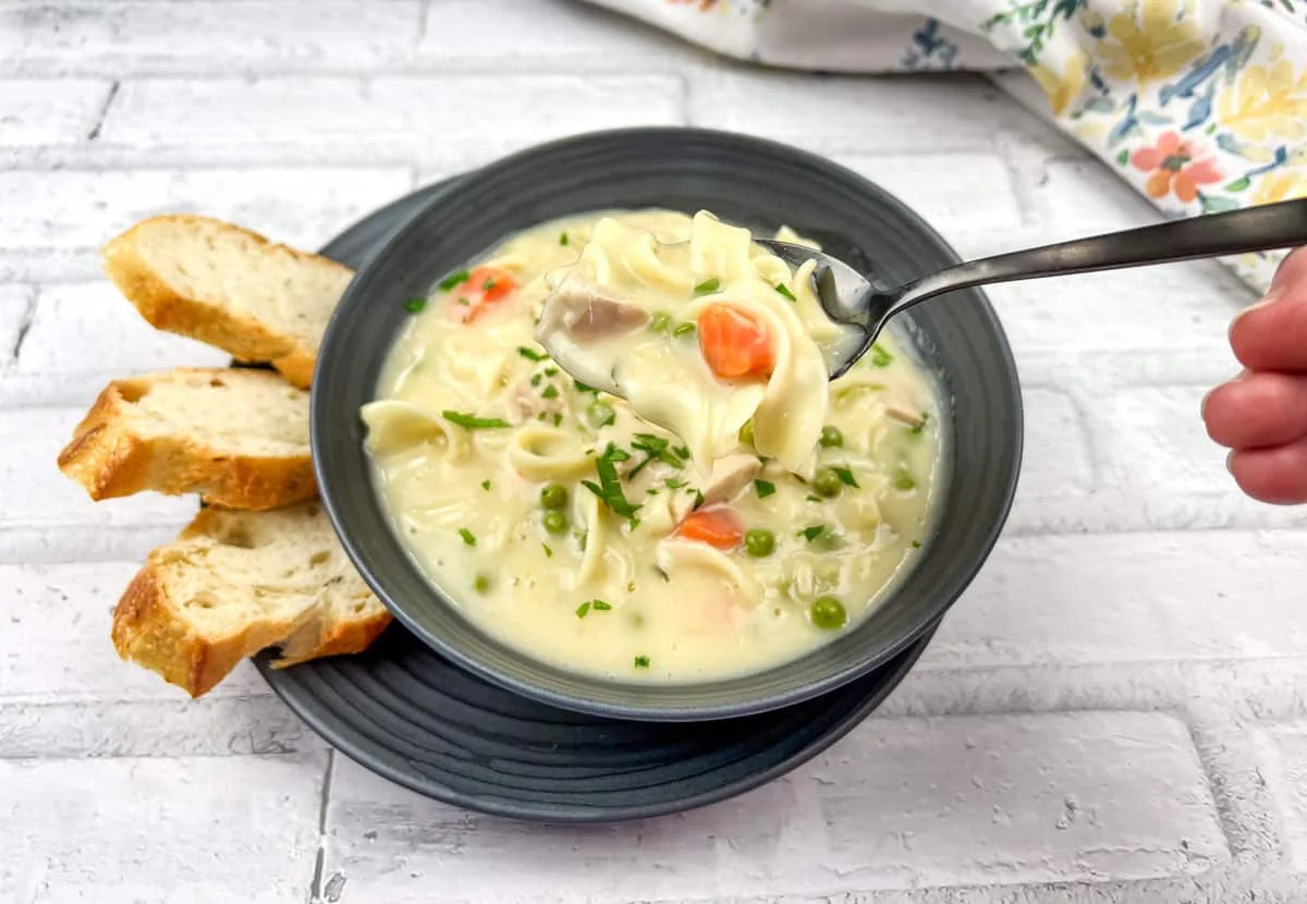 The Best Creamy Turkey Noodle Soup