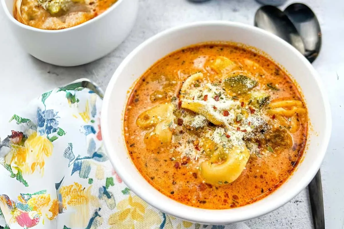 Tortellini Soup with Sausage and Tomatoes (Instant Pot)