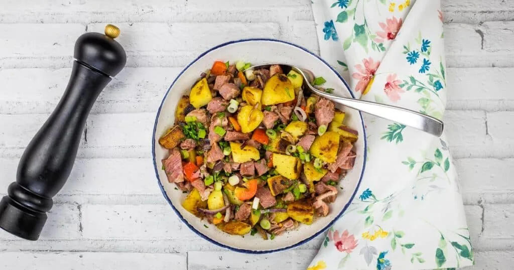 Leftover Cottage Roll Hash