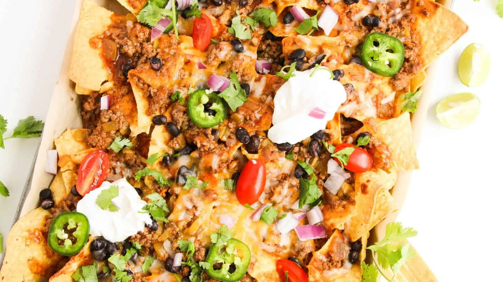 Sheet Pan Beef Enchilada Nachos