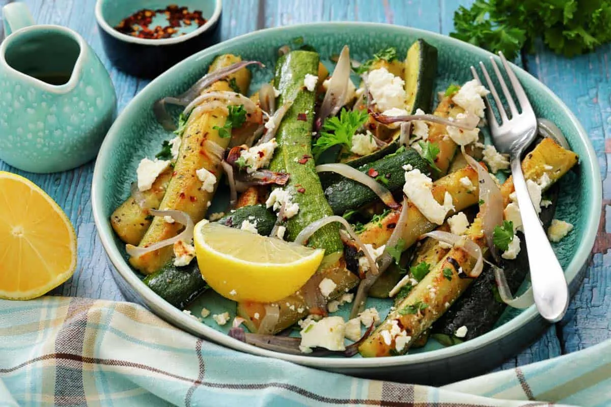 Mediterranean Zucchini with Feta and herbs