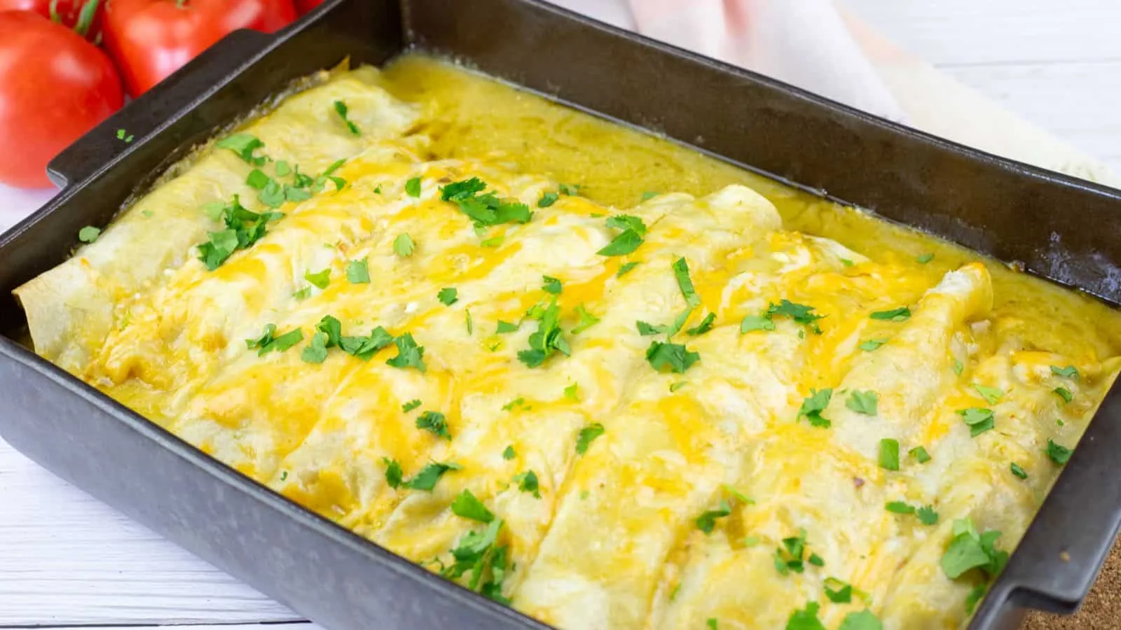 Creamy Green Chili Chicken Enchiladas