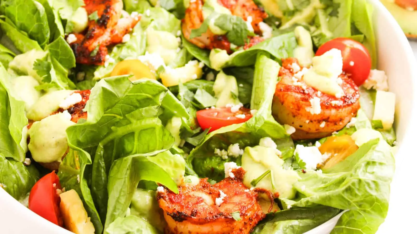 Blackened Shrimp Salad with Creamy Avocado Dressing
