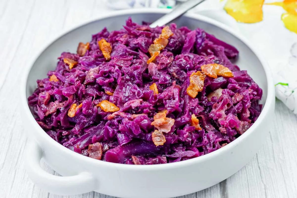 German Sweet & Sour Red Cabbage with Bacon