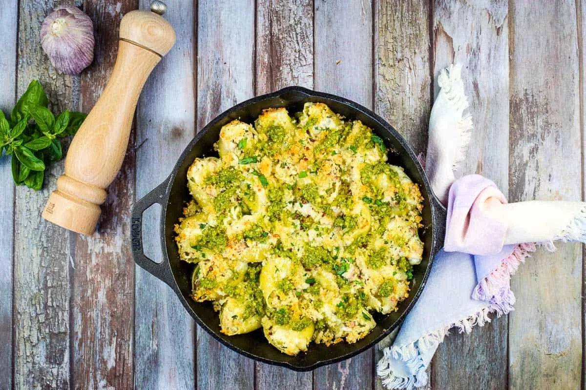 Turkey Stuffed Shells with Pesto