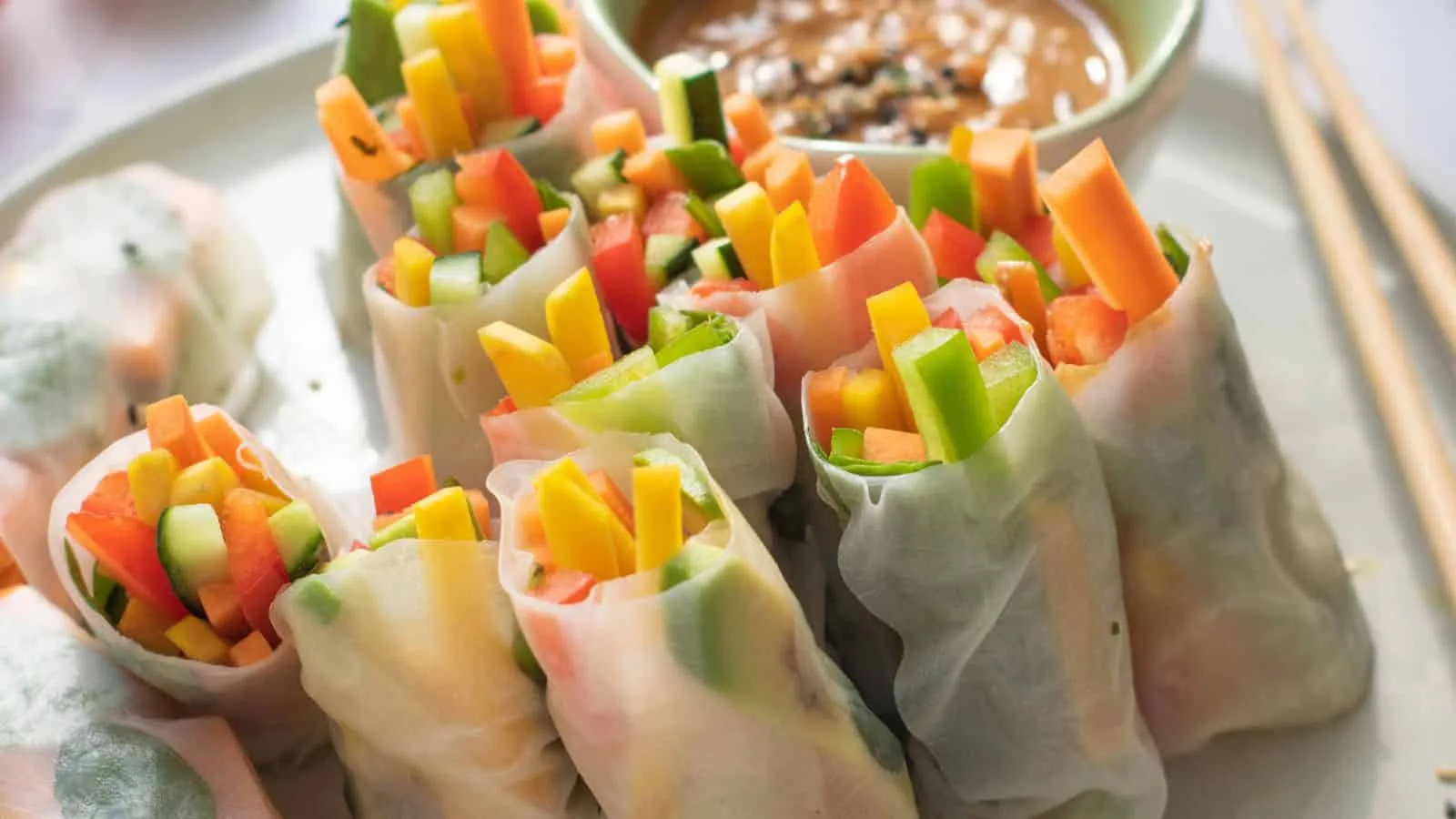 Rainbow Veggie Rice Paper Rolls