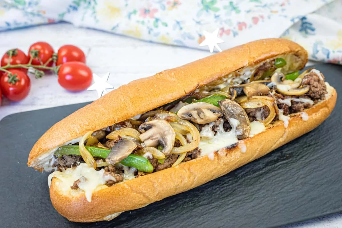 Ground Beef Philly Cheesesteak Sandwich