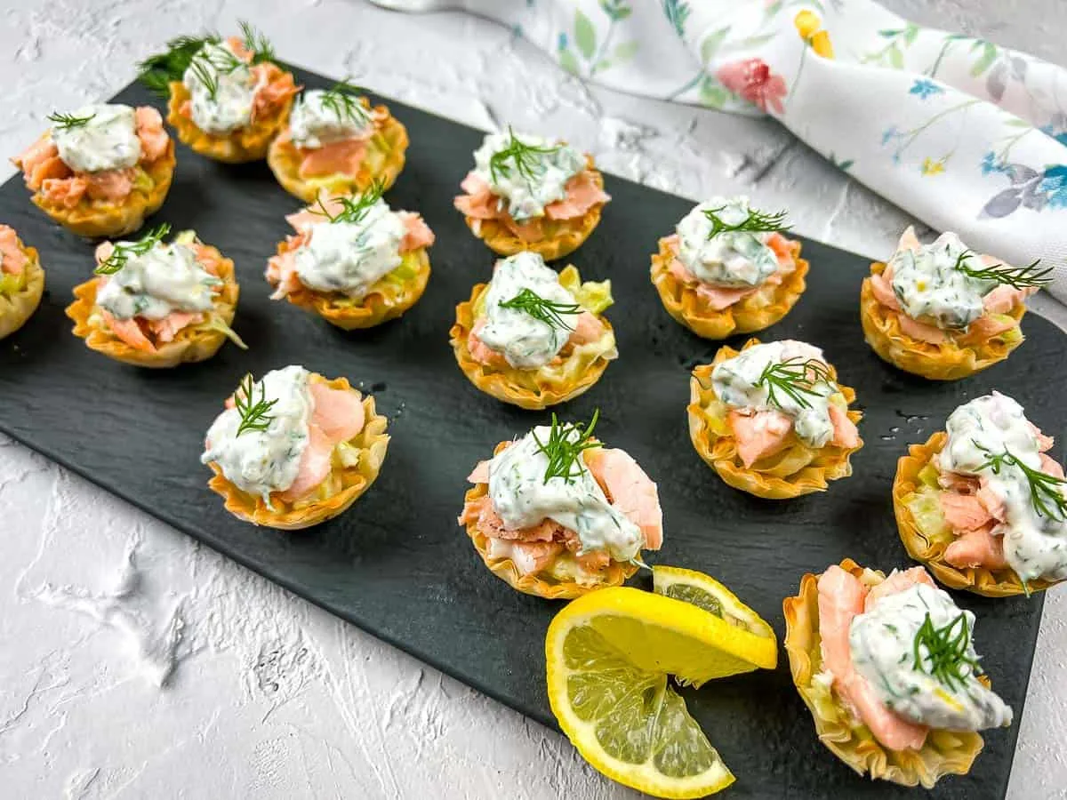 Salmon & Leek Phyllo Tartlets