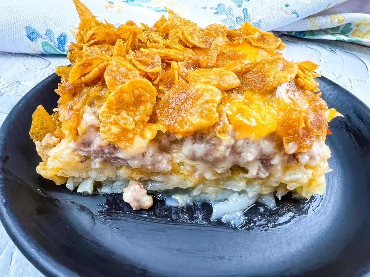 Eggless Breakfast Casserole with Sausage
