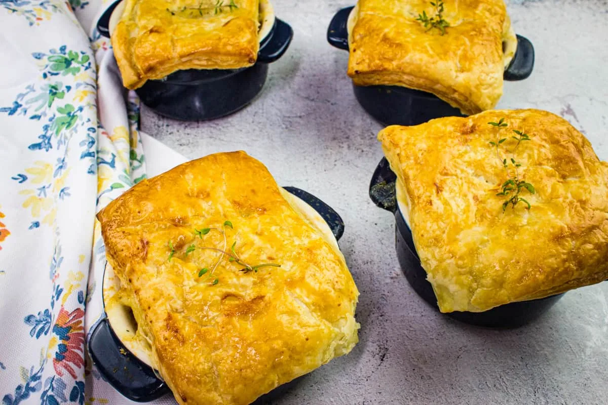 Turkey Pot Pies with Puff Pastry