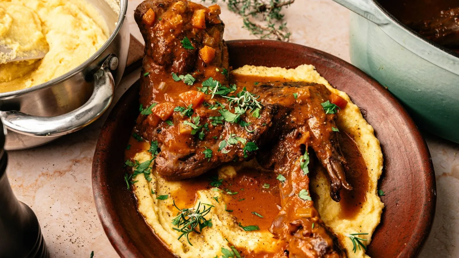 Mediterranean Lamb Shank with Polenta