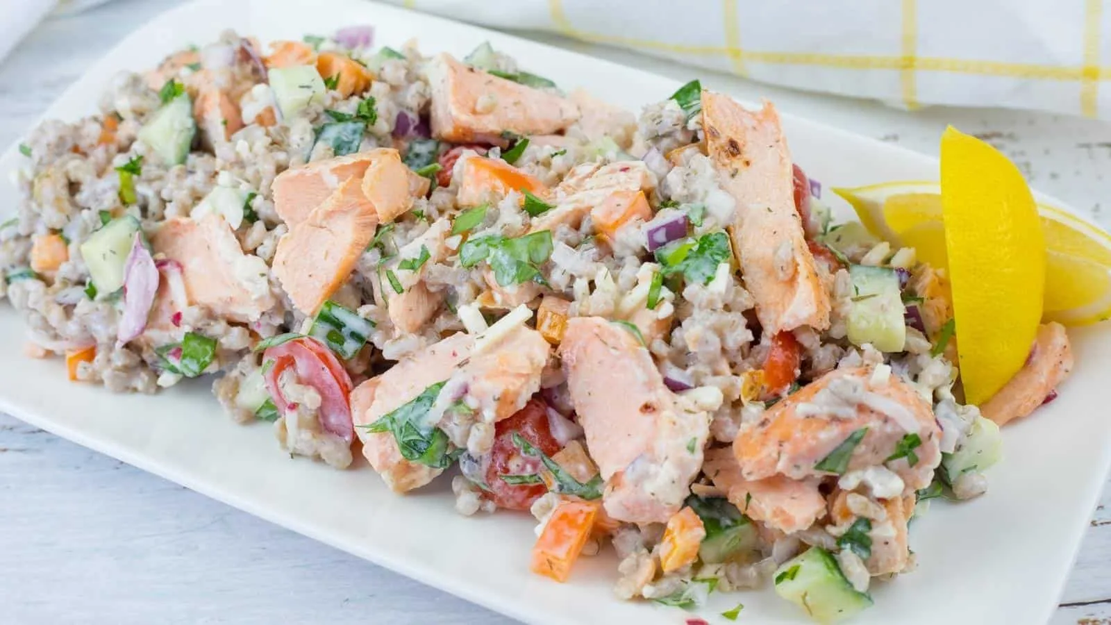 Mediterranean Salmon Salad With Barley