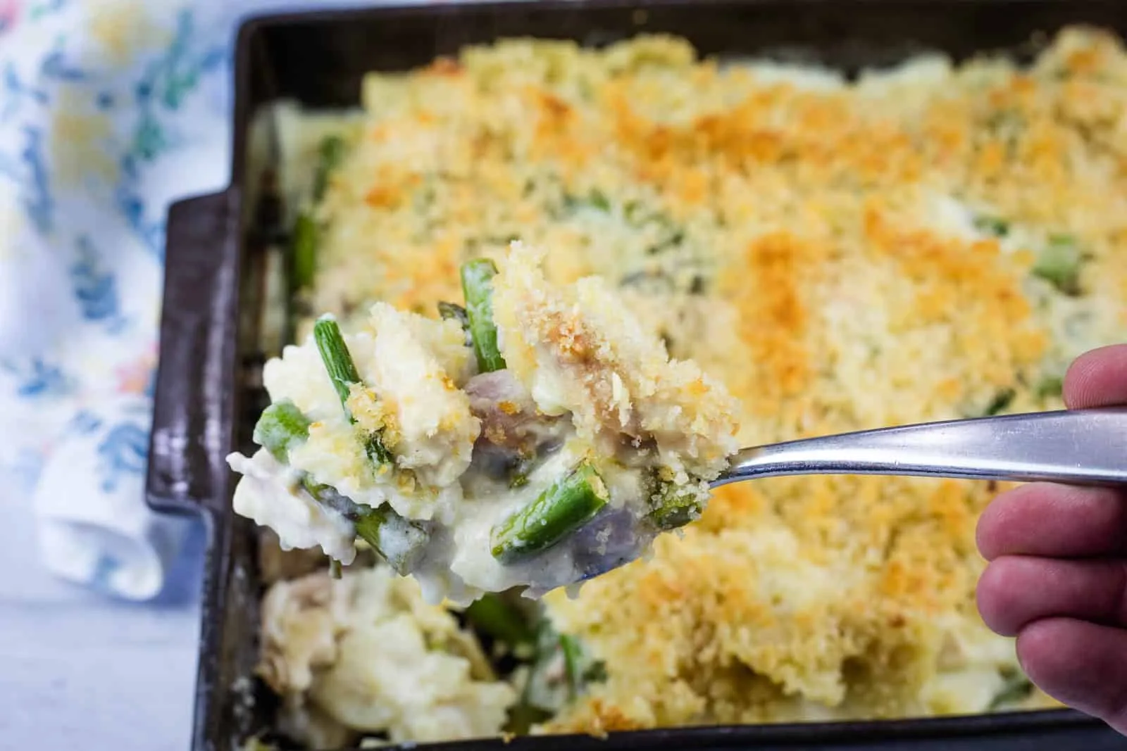 Gruyère Chicken Asparagus Pasta Bake