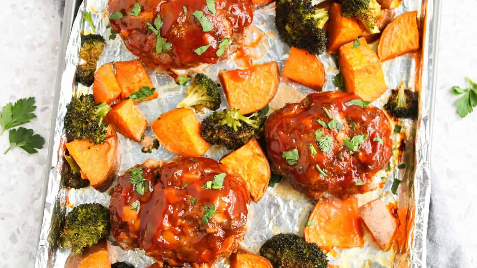 Sheet Pan Mini Meatloaf and Veggies