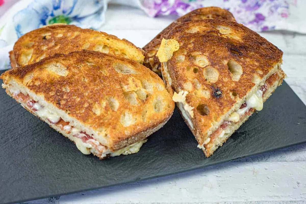 Bacon Grilled Cheese Sandwiches w/ Hot Honey Butter