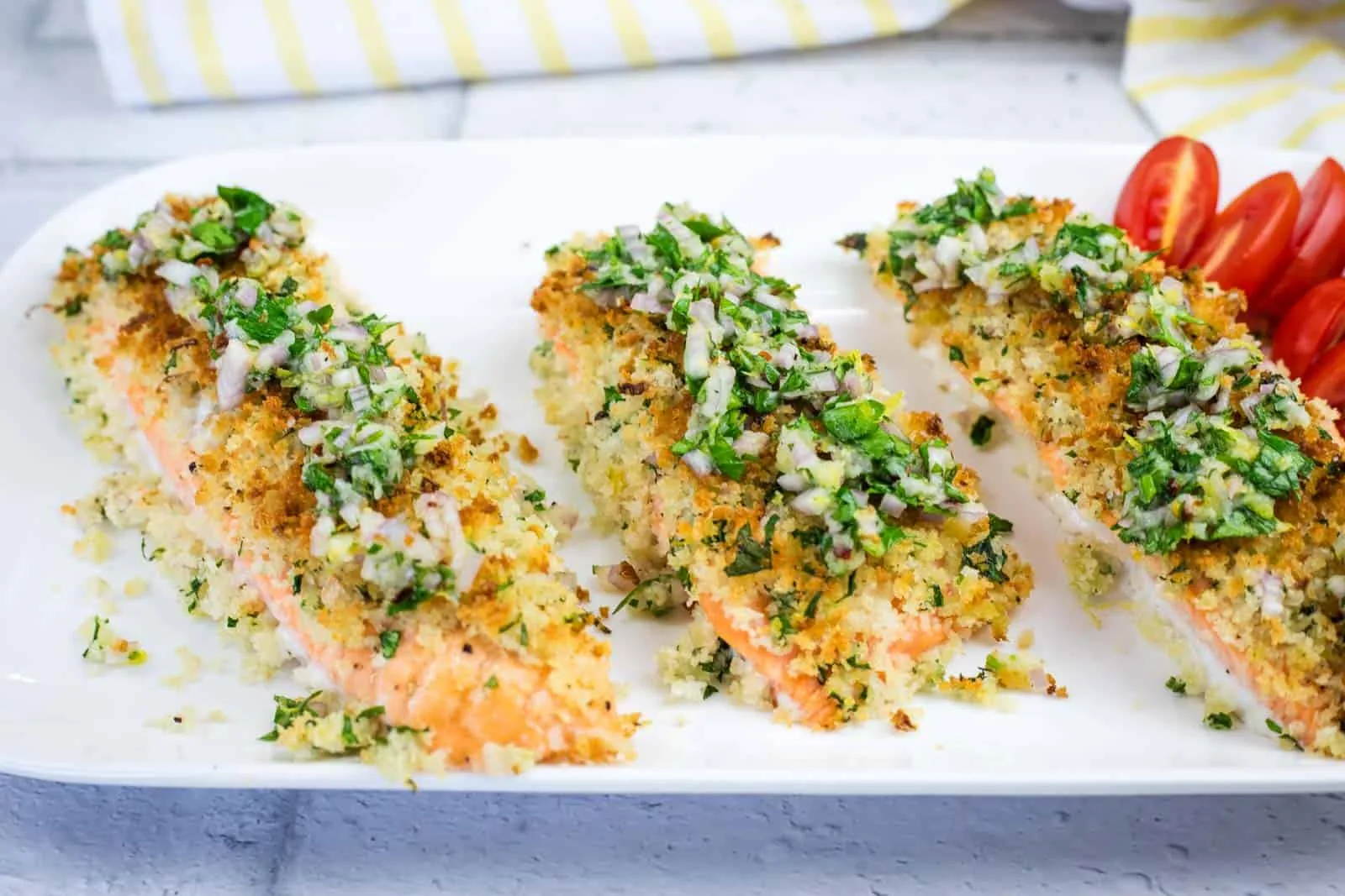 Panko Crusted Salmon Recipe with Fresh Gremolata