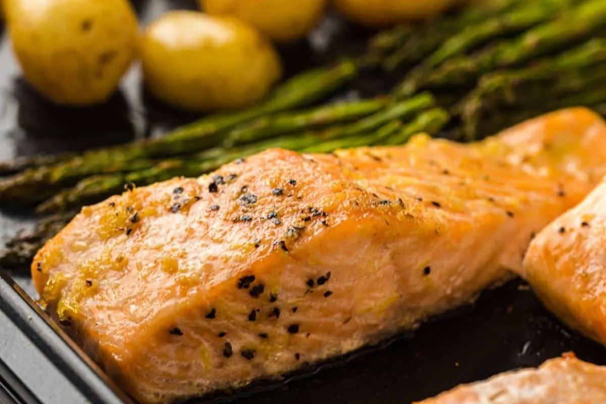 Sheet Pan Salmon with Asparagus & Roasted Potatoes